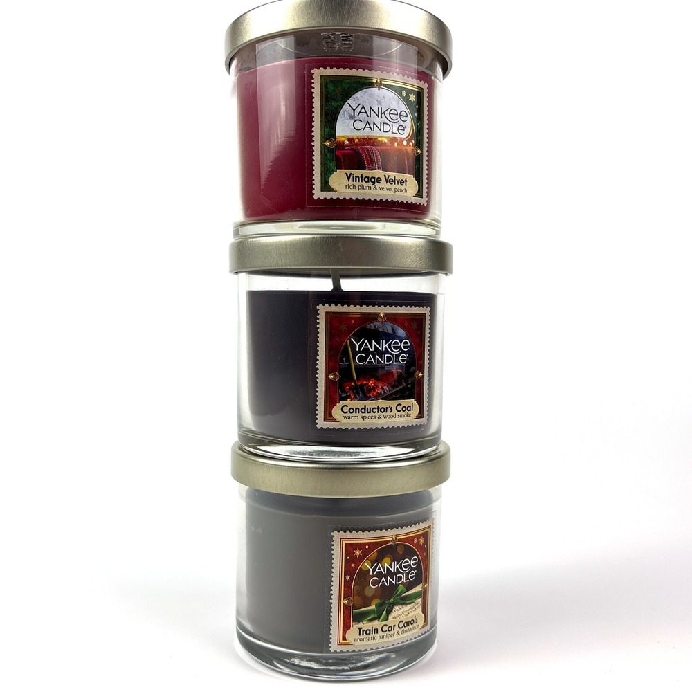 Yankee Candle Train Scented Candles‎ Lot of 3 4.3 oz 1 Wick Conductors Coal SEE